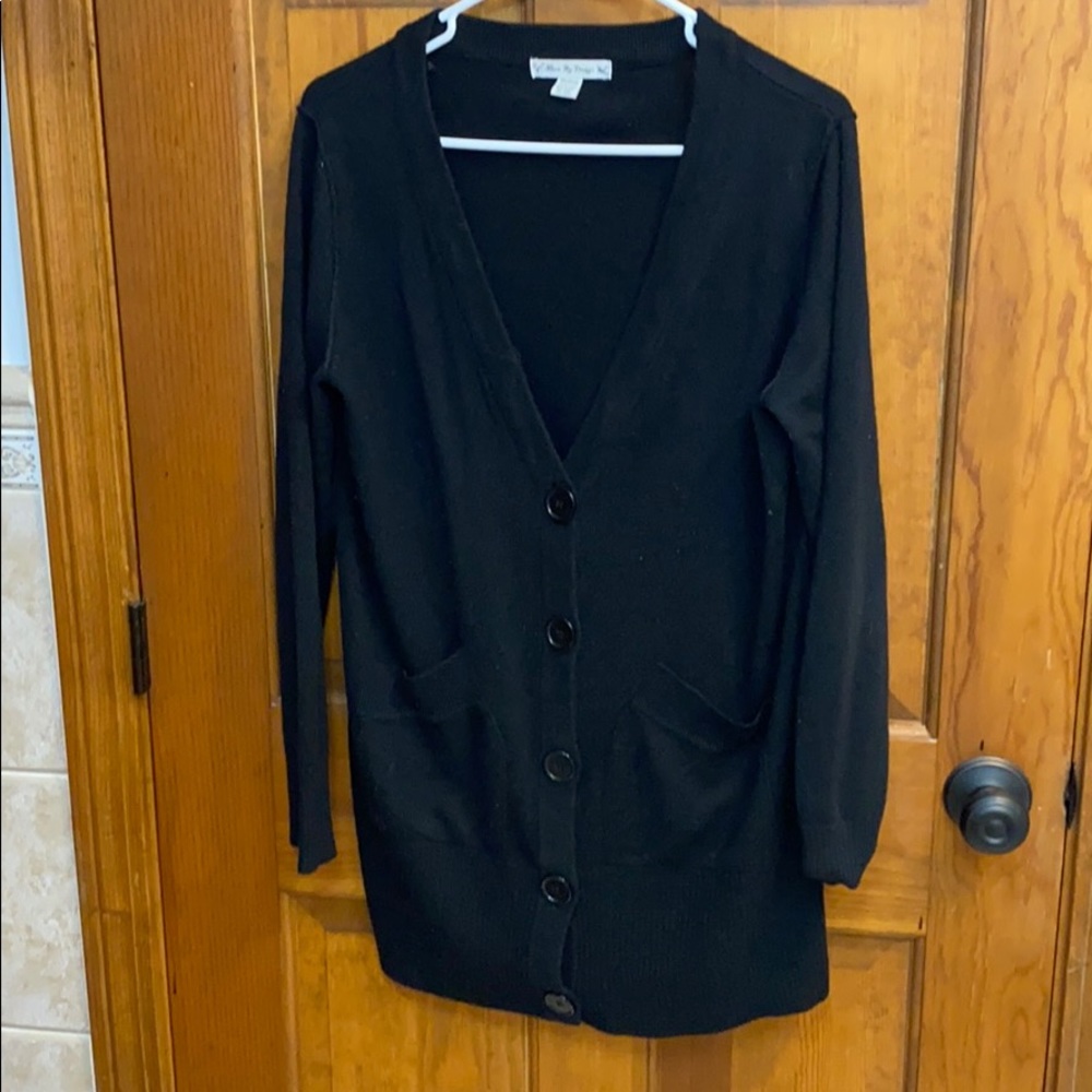 Long Black Cardigan Button down Sweater